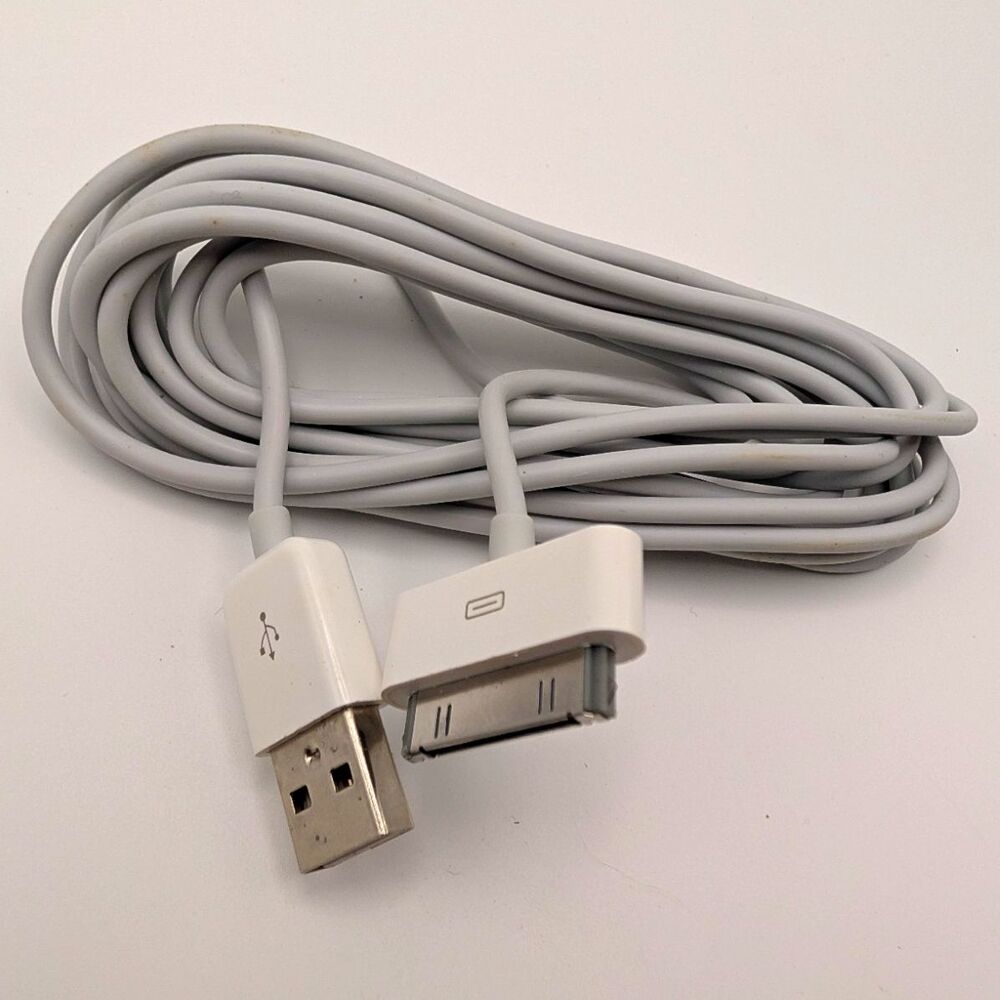 White USB to 30-Pin Charge & Data Sync Cable for Apple iPhone 4/4s iPod- 8'